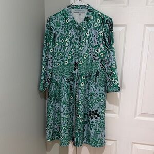 Tuckernuck Green Floral 3/4 sleeve Dress